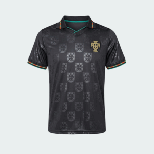 conjunto jersey fútbol portugal negro visitante + short